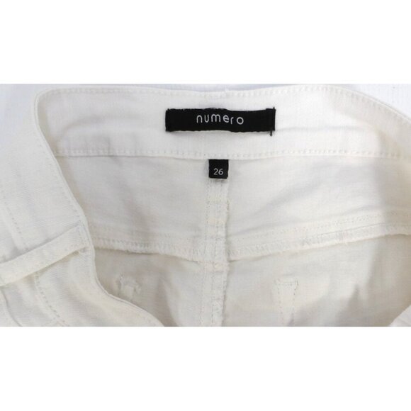 NUMERO white mid rise jean shorts cut off distressed women's size 26 inseam 3" - Picture 4 of 4